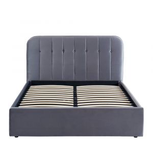 Image de DRAWER TORGO - Lit coffre matelassé en velours 140x190cm - Gris anthracite