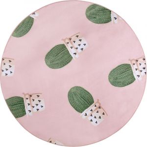 Beliani Tapis rose rond motif cactus 120 cm ELDIVAN
