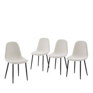 DRAWER Heki - Lot de 4 chaises en tissu bouclette