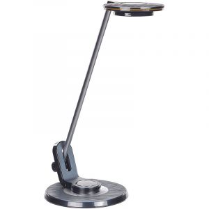 Beliani Lampe de Bureau Noir et Argenté en Aluminium et Pierre 45 cm à led et usb Corvus