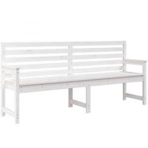 Banc de jardin meuble de patio d'extérieur terrasse blanc 203,5 x 48 x 91,5 cm bois massif de pin 02_0011652