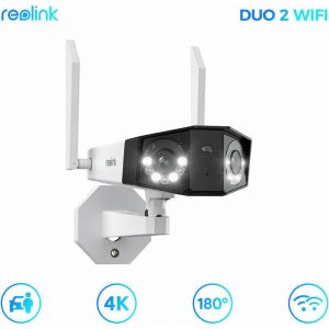 Reolink Caméra de Sécurité 8MP Wifi 5 GHz/2,4 GHz Double objectif Ultra hd 4K avec Grand angle 180°Vision nocturne en Couleur, Détection intelligente, Duo 2