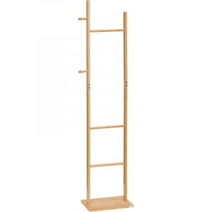 Homcom Penderie porte-manteaux - 3 barres de penderie, 2 patères - dim. 36L x 24l x 168H cm - bois bambou - Beige