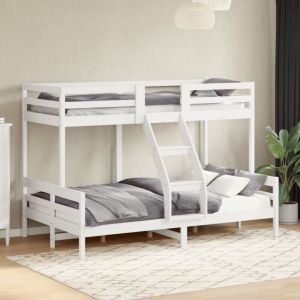 VidaXL Lit Superposé 90x200/120x200 Cm Blanc Bois De Pin Massif