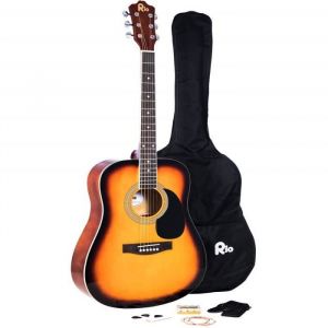 Rio Guitare acoustique - RayGar - 4/4 pour débutant - Cordes en acier - Soleil
