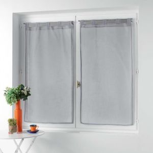 1001kdo - Paire de Rideaux Voile 60 x 90 cm Zazy gris