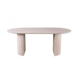 Meublorama - Table à manger ovale vagos – 200 x 100 cm – Coloris travertin – Design contemporain effet pierre