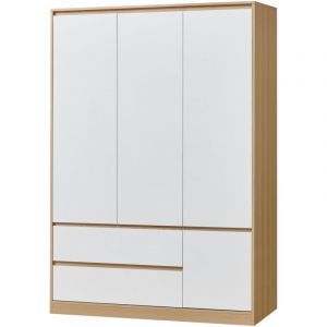 Helloshop26 - Armoire de chambre garde-robe moderne meuble de rangement intemporel avec 6 &Eacute;tag&egrave;res et 2 tiroirs mdf 176 x 120 x 52 cm effet ch&ecirc;ne