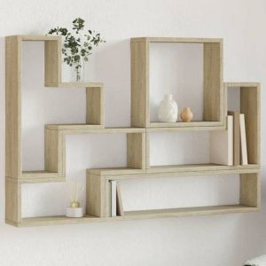 VidaXL Étagère murale chêne sonoma 96x12x64 cm bois d’ingénierie, étagère murale cube, organisateur cube, étagère flottante, rangement cube