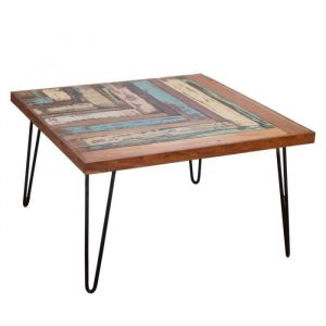 Signes Grimalt Table basse moderne pour salon en bois massif marron 80x80 cm