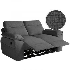 Loungitude Canapé de relaxation manuel 2 places en tissu texturé 3D - Gris foncé