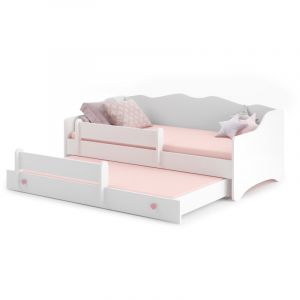 Lit enfant Emma Blanc + gigogne 160 Spink avec matelas