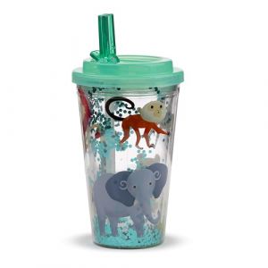 Puckator Tasse incassable double parois avec paille Zooniverse