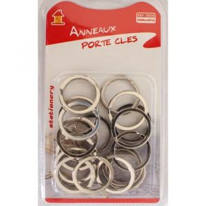 Image de Af Lot de 20 pi&egrave;ces anneaux porte cl&eacute;s porte clef 25 mm en inox