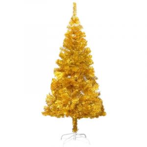 VidaXL Sapin de Noël artificiel avec support Doré 150 cm PET
