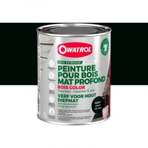 Owatrol Peinture pour bois extérieur opaque - Finition Mate BOIS COLOR Noir Profond (RAL 9005) 1 litre - Noir Profond (RAL 9005)