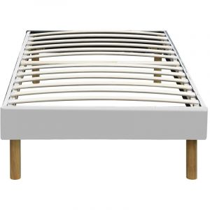 Mina - Solide et Confortable Sommier Tapissier Blanc + Pieds en 20 cm pour matelas en 80x190 - 13 Lattes - Montage Rapide et Facile - revetement