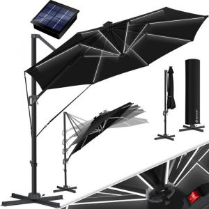 Kesser - Parasol Parapluie sun Rond xl &Oslash;330 cm Couverture + s&eacute;curit&eacute; vent incluse R&eacute;glable en 7 positions Inclinable Grand pivotant 360&deg; Noir / Avec