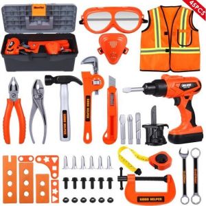 45 Pièces Enfant Outils Jouet Malette Kit Avec Perceuse Électrique Jouet Jeu DImitation Cadeau Pour Enfant