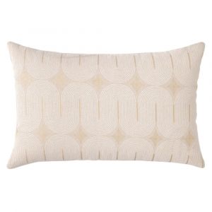 Coussin déhoussable ONDINE 40 x 60 cm – Polycoton imprimé métallisé – Coloris Blanc
