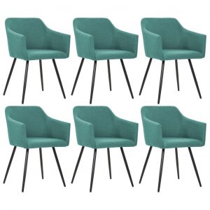 Image de VidaXL Chaise de salle à manger 6 pcs Vert Tissu