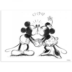 Image de Toile imprimée Bisou Minnie 70 x 50cm Noir, Blanc