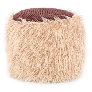 Pouf Rond Imitation Fourrure "Bobtail" 45cm Beige Prix