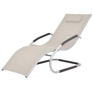 VidaXL Chaise longue avec oreiller Aluminium et textilène Crème