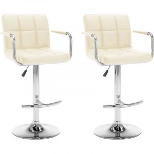 VidaXL Tabourets de Bar Similicuir 2 pcs Crème Modèle 1
