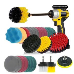 Brosse de Nettoyage pour Perceuse, 27PCS Rotative pour Voiture/Jantes/Baignoire/Carrelage/Cuisine