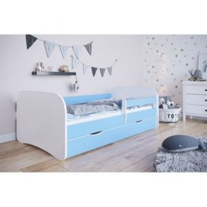 Lit babydreams bleu sans motif, sans tiroir, sans matelas 140/70