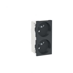 Schneider Electric Double prise de courant 2P+T Unica - 45° - 16A - Anthracite -