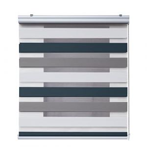 Store Jour/Nuit Plus, Store enrouleur avec Finitions Premium, Blanc-Taupe-Graphite, 160 x 250cm