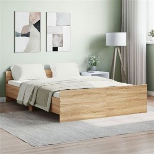 VidaXL Cadre de lit tête de lit et pied de lit chêne sonoma 135x190 cm