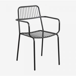 Pack De 2 Chaises De Salle À Manger Empilables Avec Accoudoirs Elton Noir De Carbone