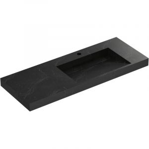 Vasque suspendue en solid surface effet marbre noir - 120 x 45 x 8 cm - OKAPA