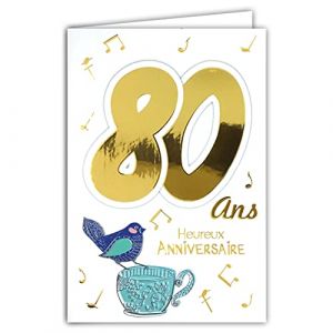 Afie 69-2142 Carte Anniversaire 80 ans Homme Femme - Musique Sonophone