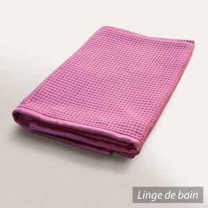 Linnea Drap de douche 70x140 cm nid d'abeille PURE WAFFLE 300 g/m&sup2; rose lavande