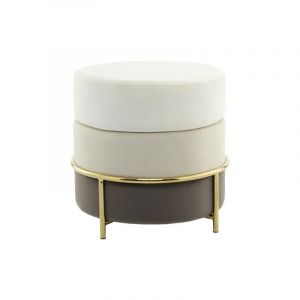Pouf Rond Design En Velours matilda 48cm Crème Prix Beige
