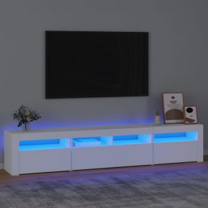 VidaXL Meuble TV avec lumières LED Blanc 210x35x40 cm