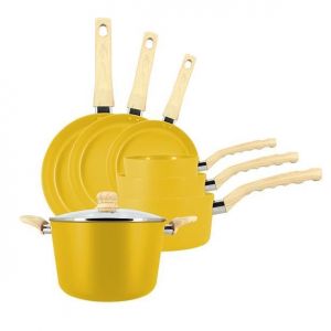 Menastyl SET 7 PIÈCES SAFRANCASSEROLE POÊLE FAITOUTEN ALUMINIUM INDUCTION