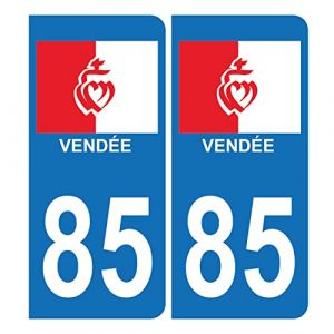 Autocollant Plaque d'immatriculation Voiture 85 Drapeau Vendéen Bis