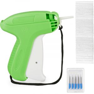 Relaxdays Pistolet étiquette, lot de 2, étiqueteuse avec 10 aiguilles de rechange & 10000 attaches incluses, swifteuse, vert-blanc