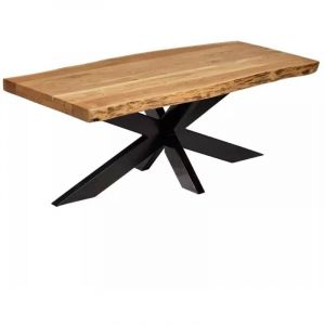 Table basse 140 x 70 cm en bois massif d'acacia et métal noir - OTTAWA