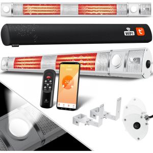 Kesser - Radiateur infrarouge 3000W IR-Gastro-Bar Lumière led incluse Radiateur de terrasse Avec WiFi & télécommande incl. housse de protection