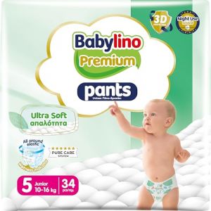Babylino Premium Pants, Pannolini a mutandina Taglia 5 ULTRA SOFT, Junior (10-16kg), 34 Unità