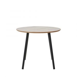 Table d'appoint ronde effet travertin et métal ø55cm - Beige - Aalst