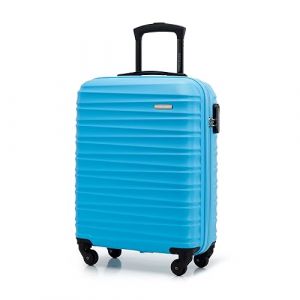 WITTCHEN Valise de Voyage Bagage &agrave; Main Valise Cabine Valise Rigide en ABS avec 4 roulettes pivotantes Serrure &agrave; Combinaison Poign&eacute;e t&eacute;lescopique Groove Line Taille S Bleu