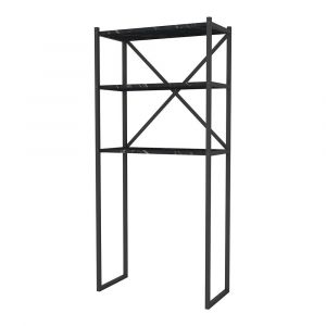 Étagère de salle de bain à 2 compartiments de rangement 160 x 66 x 34 cm marbre noir 03_0007000
