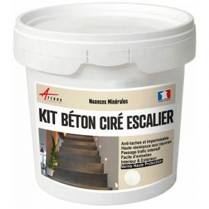 Arcane industries Béton Ciré Escalier - Kit Complet avec primaire et vernis Isatis - Blanc - kit 10 m² (2 couches)